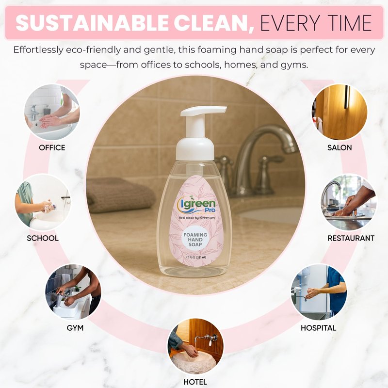 IGreen Pro Foaming Hand Soap I Hand Soap l Clean Hands I Great Scent I Soft Hands I Make 15 bottles x 8 OZ = 120 Oz I 15 Packs(Water Soluble)