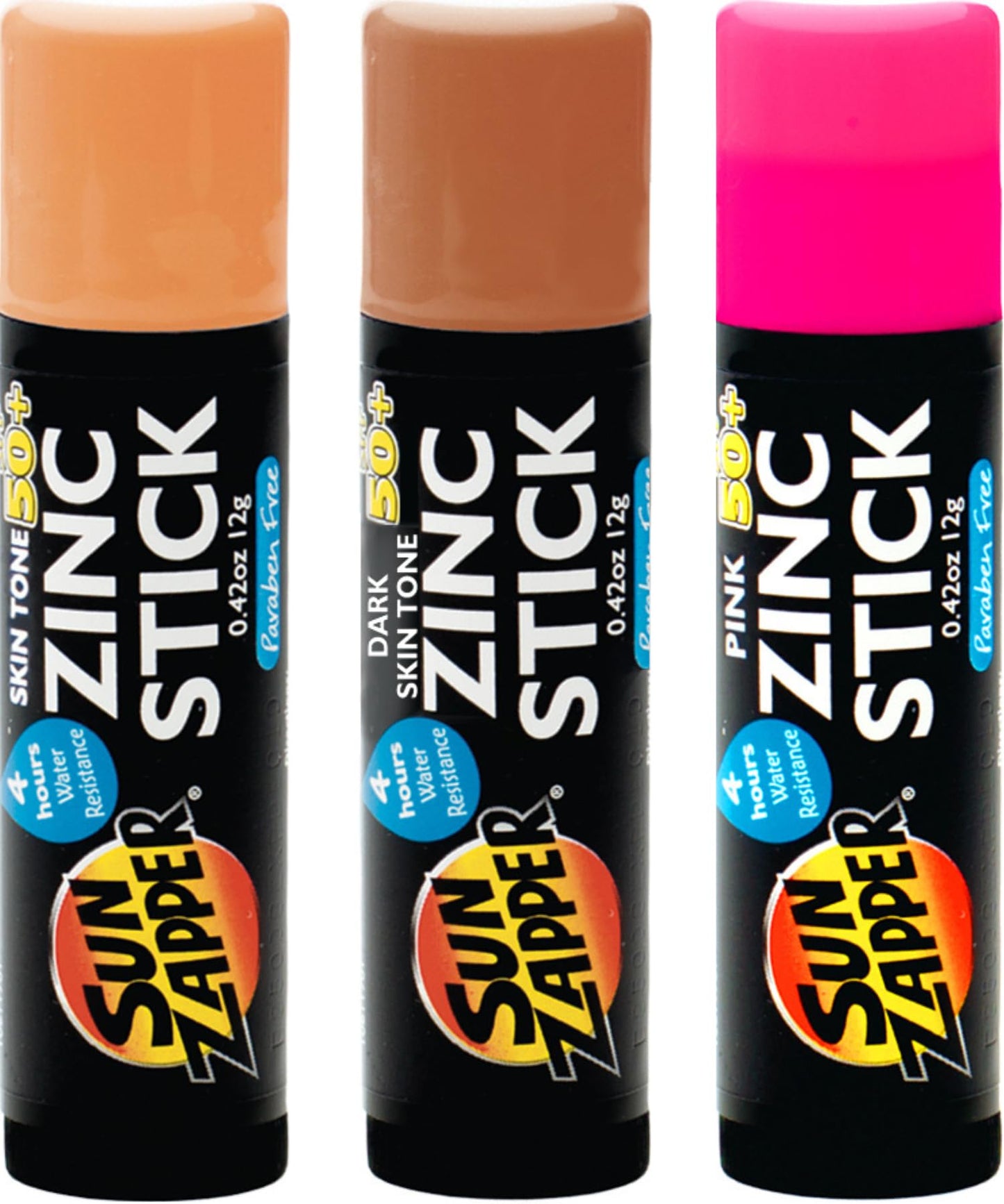 Sun Zapper Zinc Sunscreen Stick Beauty 3-Pack SPF 50+ (Light, Dark, Pink) – Tinted Mineral Sunscreen for Face, Makeup SPF Blush Stick, Water Resistant, Travel Size 12g (0.42 oz) each, Australian Made
