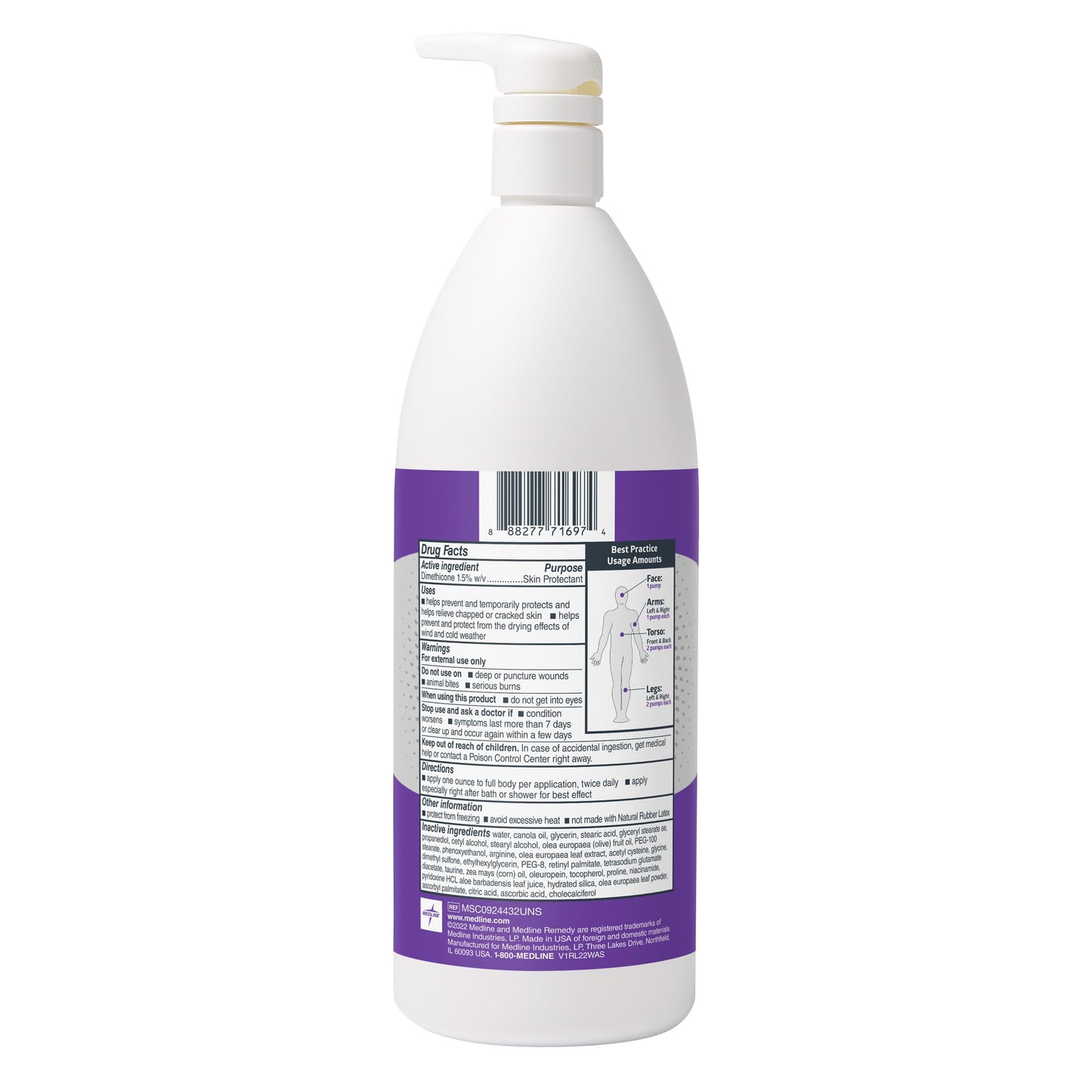 Medline Remedy Specialized Skin Cream, Unscented, 32 oz., Advanced Moisturizing Formula for Dry Skin, Single Pack