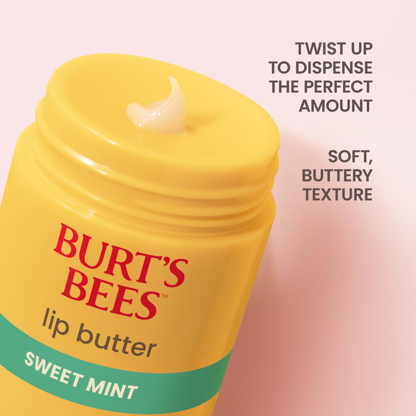 Burt's Bees Sweet Mint Lip Butter, Repairs Dry Lips, 24 Hour Hydration, Locks in Moisture, Includes Shea and Mango Butters, Antioxidant Rich Vitamin E, Convenient Twist Up Dispenser, 0.5 Oz.