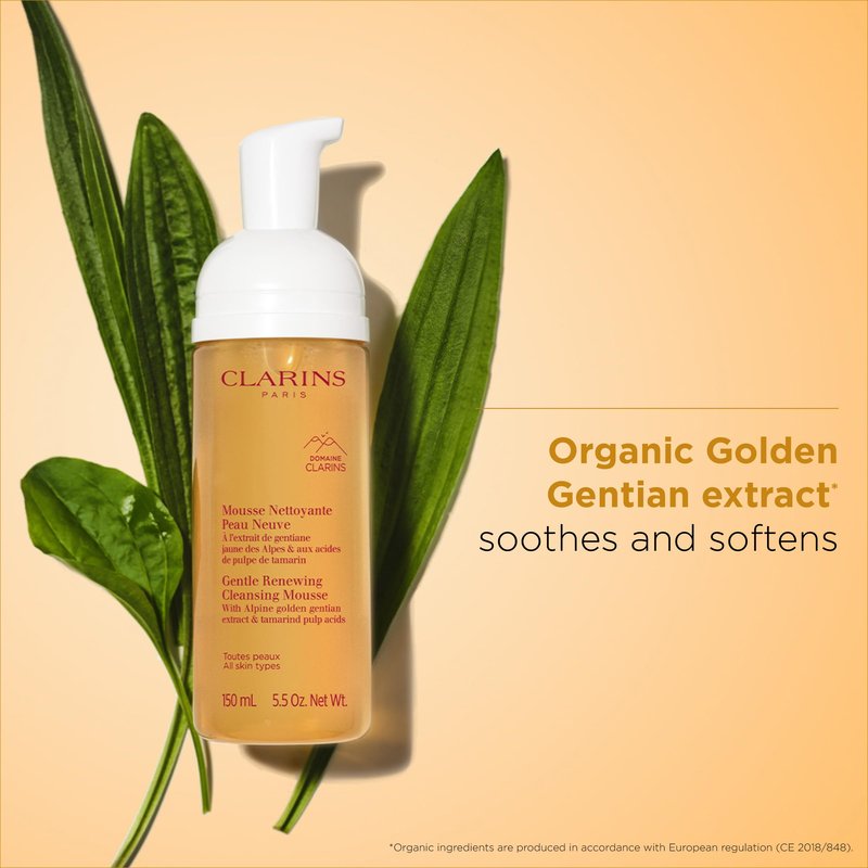 Clarins Gentle Renewing Cleansing Mousse | Cleanses, Gently Exfoliates & Refreshes | Foaming Mousse |Soap-No|SLS-No | Dermatologist Tested | Exfoliating Tamarind Pulp Extract Rich In AHAs | 5.5 Oz