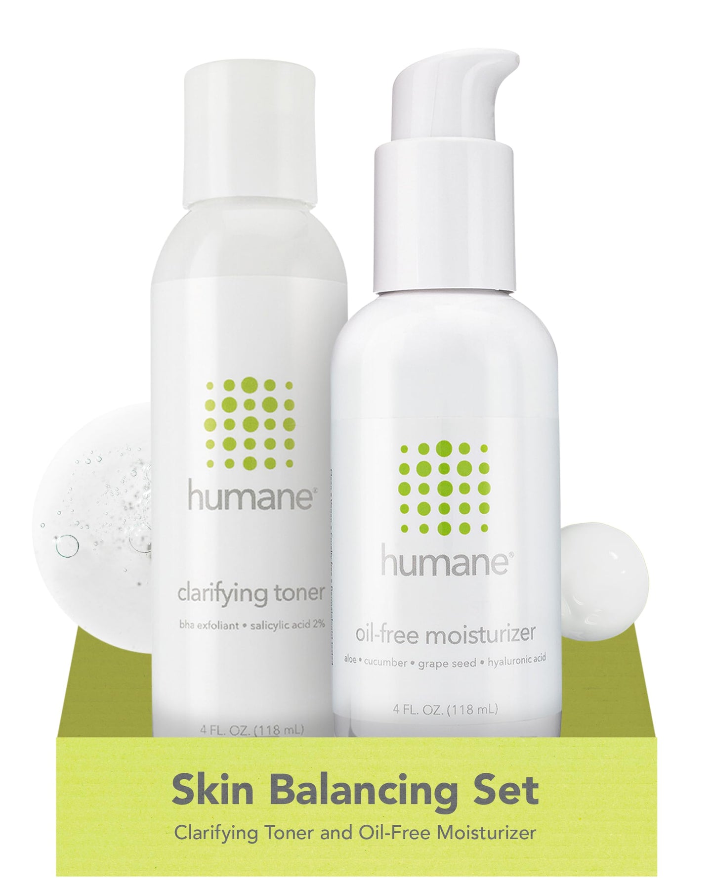 Humane Clarifying Toner and Oil-Free Moisturizer Bundle - Acne Treatment for All Skin Types