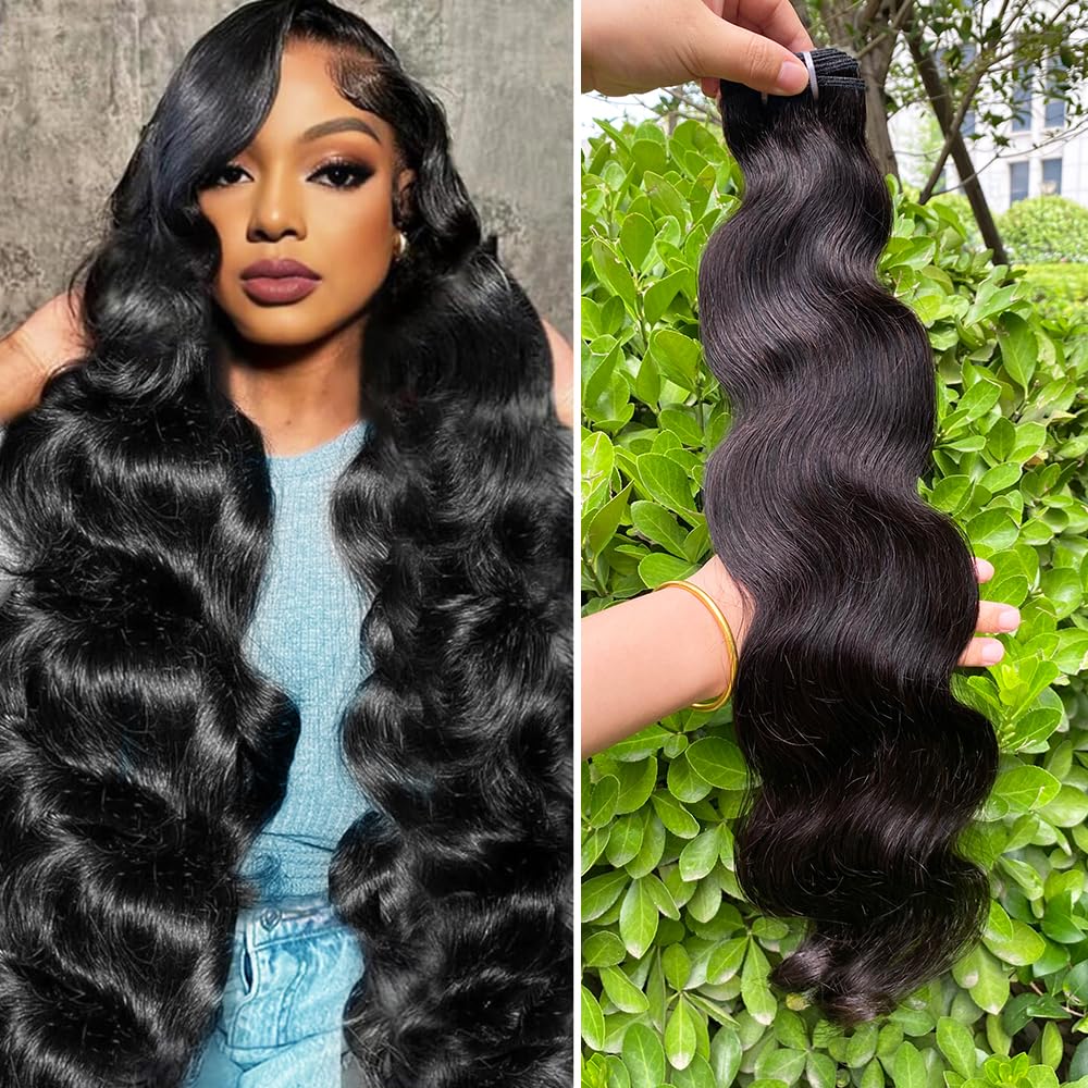 Perismoda Body Wave Human Hair Bundles 15A Raw Human Hair Bundles 100% Unprocessed Brazilian Virgin Human Hair Extensions 18 Inch 1 Bundle Quick Weave Hair Extensions Natural Color
