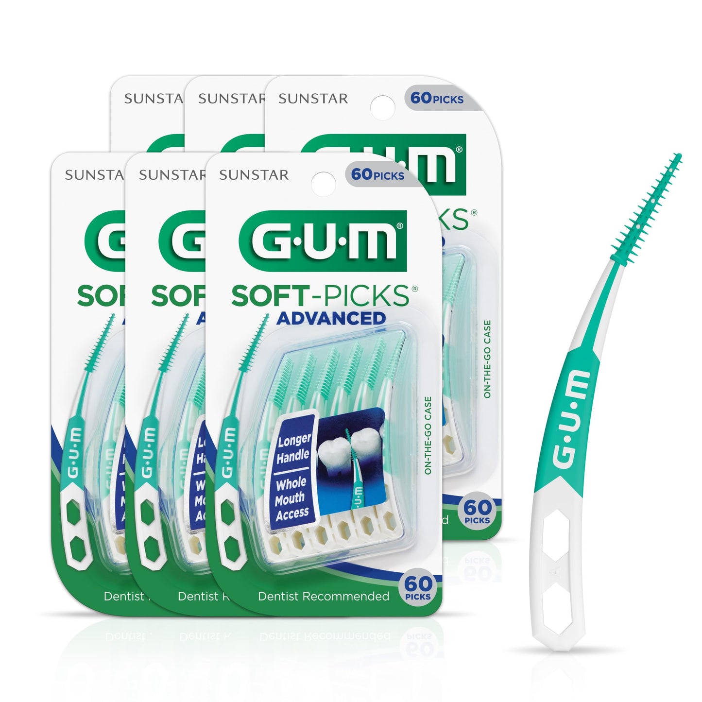 GUM Soft-Picks Advanced – Easy-to-Use Interdental Picks for Plaque Removal & Gum Health with Convenient Carry Case, Dentist Recommended, 60 Count (Pack of 3) 180 Total
