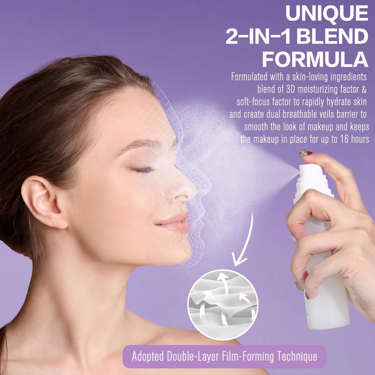 UCANBE Dewy Setting Spray for Makeup, Long Lasting Hydrating Make Up Finishing Spray for Face, Micro-Fine Mist Fixing Spray for Dewy Glow Finish, Lightweight & Waterproof for up to 16 Hours Wear