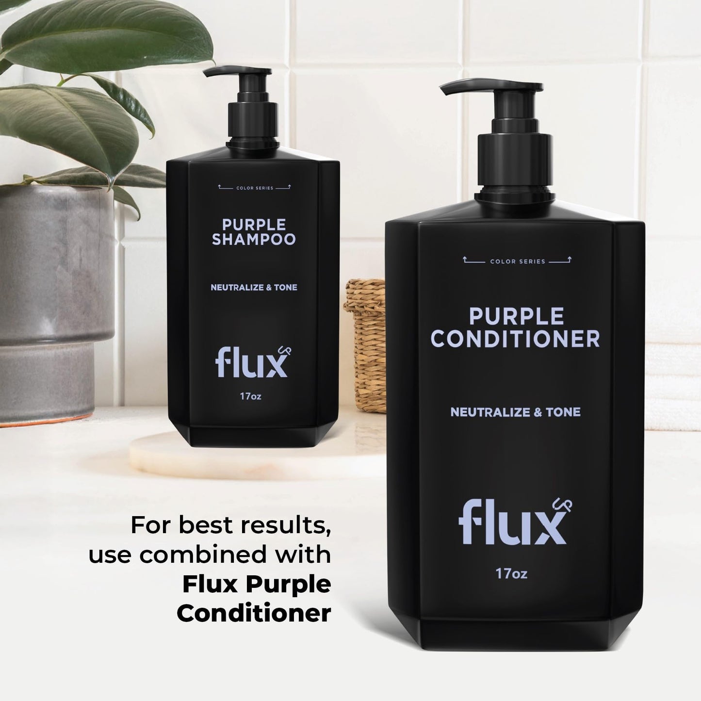 FLUX UP Purple Shampoo for Blonde Hair Women & Men – Blonde & Silver Hair Toning – Sulfate-Free Anti-Brass Purple Shampoo for Blondes, Highlights & Color-Treated Strands – 17 fl oz