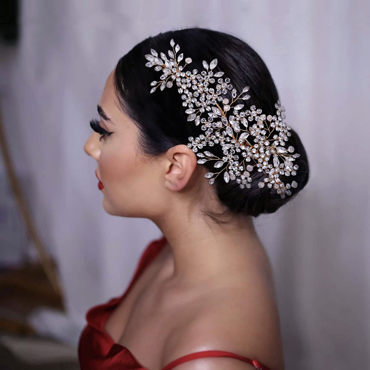 ULAPAN 2 Pack Rhinestone Bridal Hair Clips, Wedding Headpieces