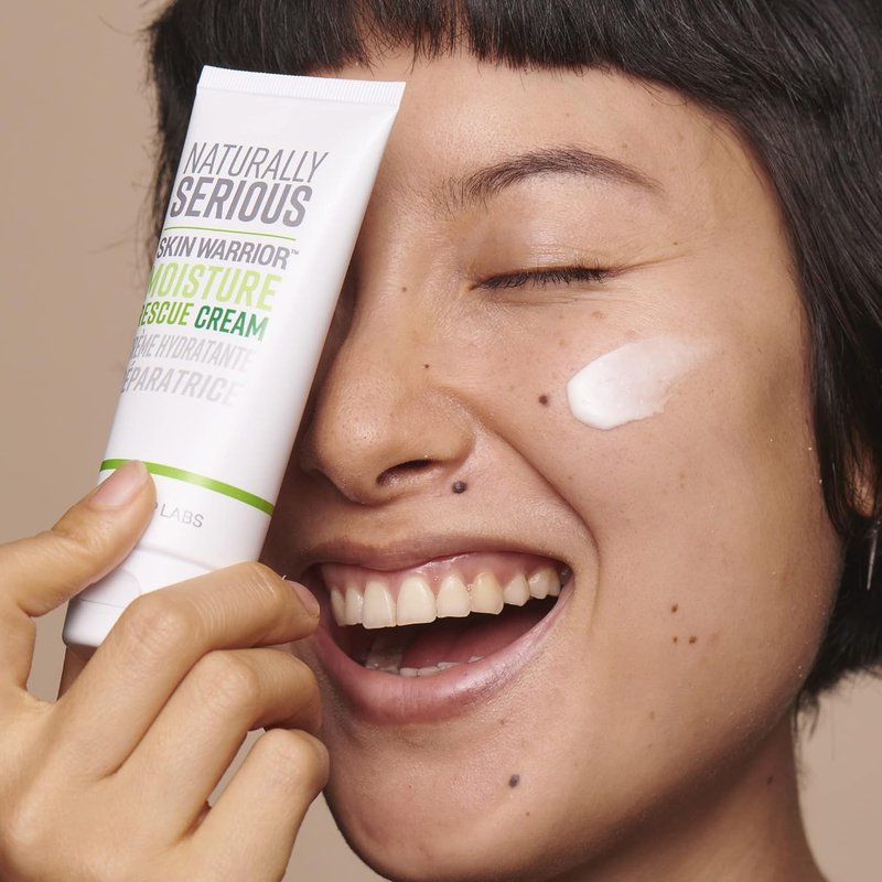 Naturally Serious Skin Warrior Moisture Rescue Cream - Vegan Daily Moisturizer for Skin Barrier Repair | 1.7 oz
