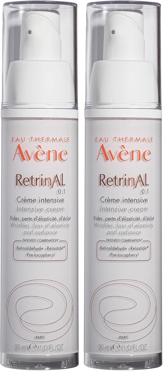 Avene RetrinAL 0.1 Intensive Cream - Retinaldehyde Anti-Aging Treatment | Brighten & Rejuvenate Skin, 1.01 Oz (Pack of 2)