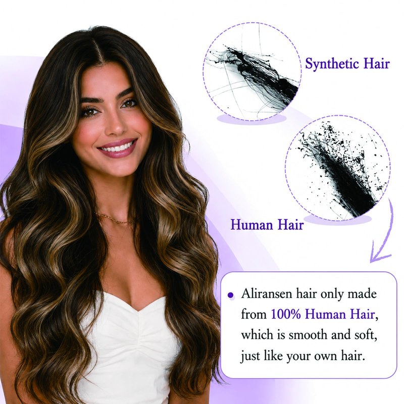 Clip in Hair Extensions Real Human Hair, Remy Human Hair Clip in Extensions for Women, 14 Inch 7Pcs 85g, Balayage Chocolate Brown to Caramel Blonde, Natural Straight Hair