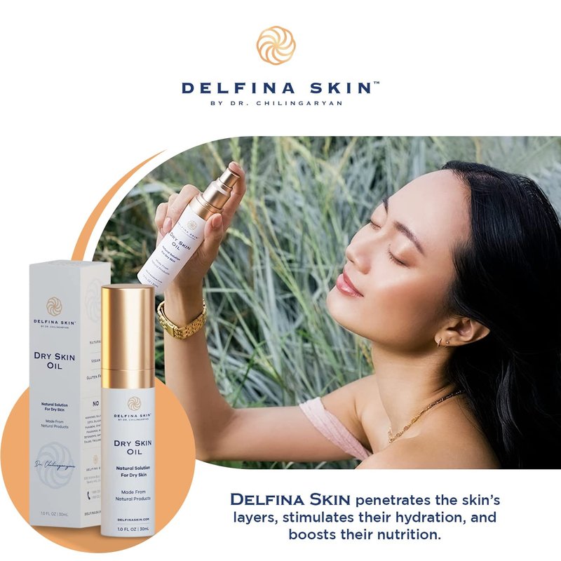 Delfina Dry Skin Oil - Eczema & Psoriasis Relief | Fast Absorbing Treatment for Extremely Dry Skin | Safe for All Ages