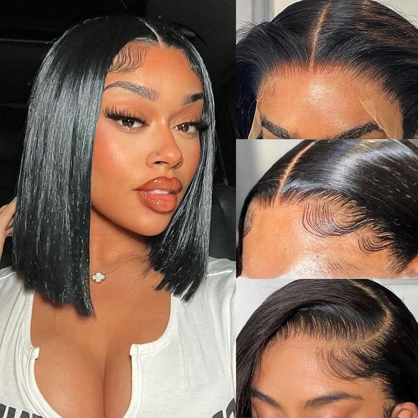 OPNGF Straight Bob Wig Human Hair Glueless 13x4 Lace Front Wigs For Women Pre Plucked HD Short Bob Wig Human Hair 13x4 Frontal Lace Wig With Baby Hair 180% Density 16 Inch