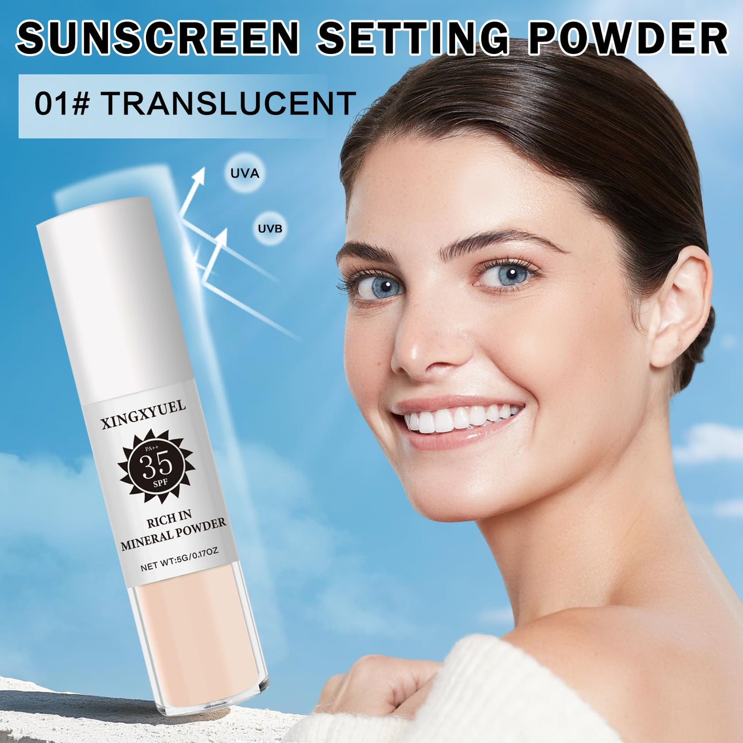 XINGXYUEL Mineral Sunscreen Setting Powder for Face & Scalp, 01 Translucent