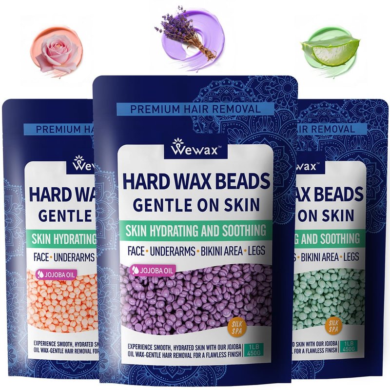Hard Wax Beads Kit for Hair Removal - At-Home Brazilian Wax for Coarse Hair | 3lb Wax Beans for Face, Legs, Arms