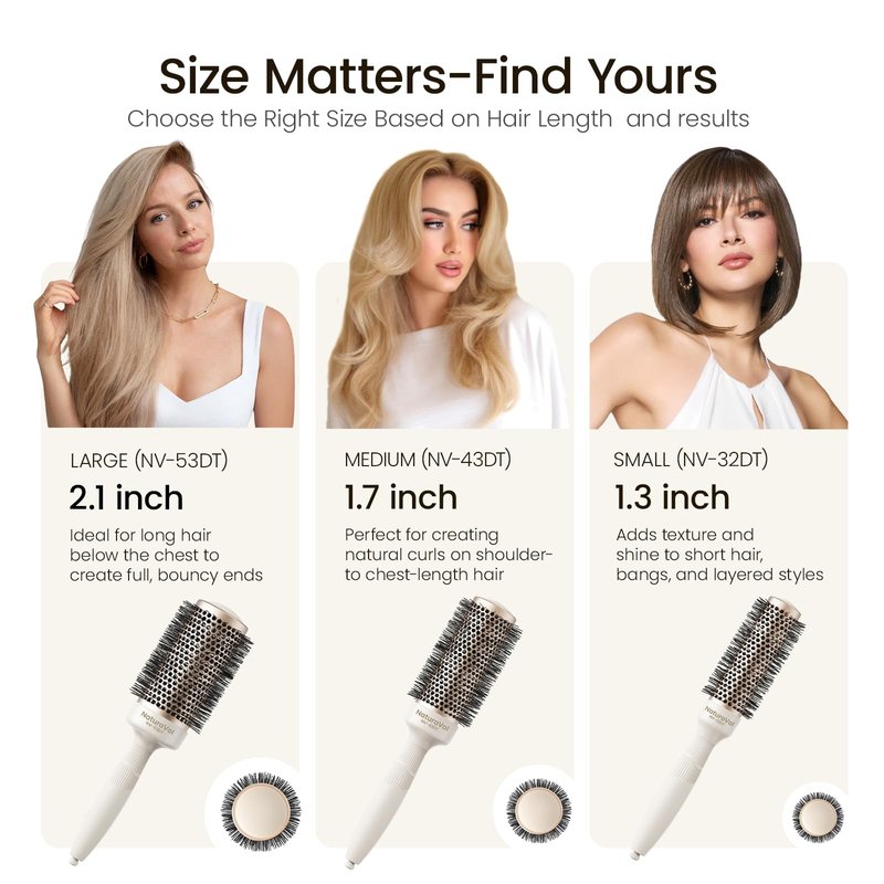 AIMIKE Round Brush for Blow Out, NaturaVol Medium Round Hair Brush for Fine Hair with Nano Thermal Ceramic Tech, for Blow Drying & Styling, Adds Volume & Smoothness (1.7 Inch Barrel, 2.5 Inch Bristle)