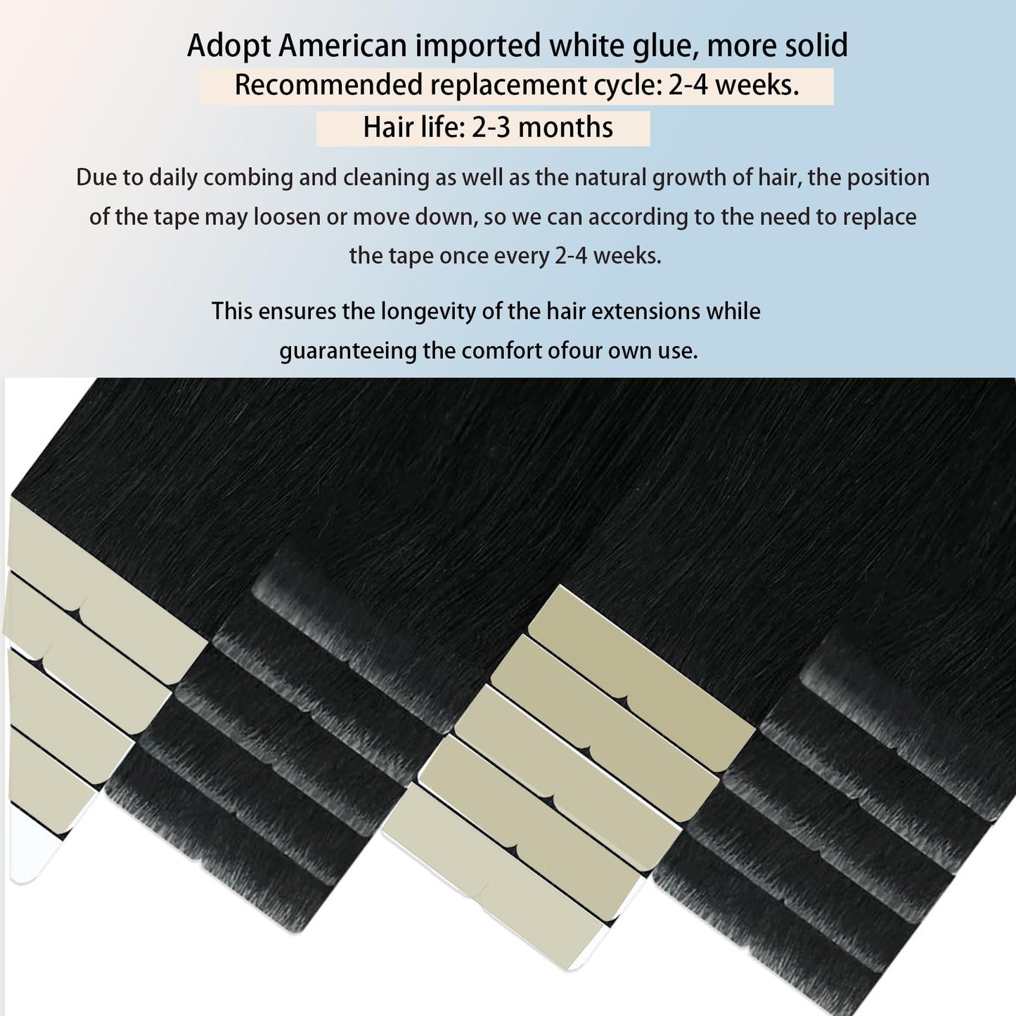 Tape in Hair Extensions Human Hair 14Inch Natural Black Color 20Pcs 50G/Pack Straight Seamless Weft Skin Invisible Thick 100% Real Black Human Hair Tape In Extensions