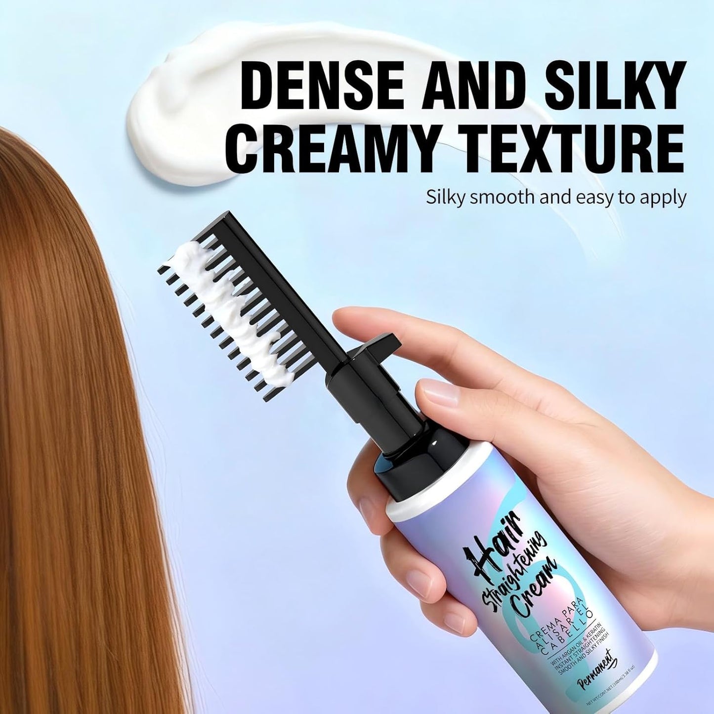 Hair Straightening Cream - Long-Lasting Frizz Control & Heat Protection | Nourishing Plant Extracts, 100g/3.53 Fl Oz
