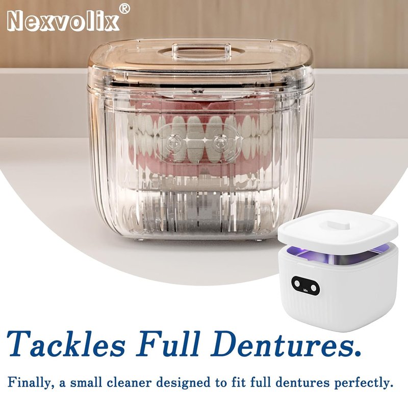 Ultrasonic Retainer Cleaner Machine - 45kHz 250ML Denture & Mouth Guard Cleaner | White