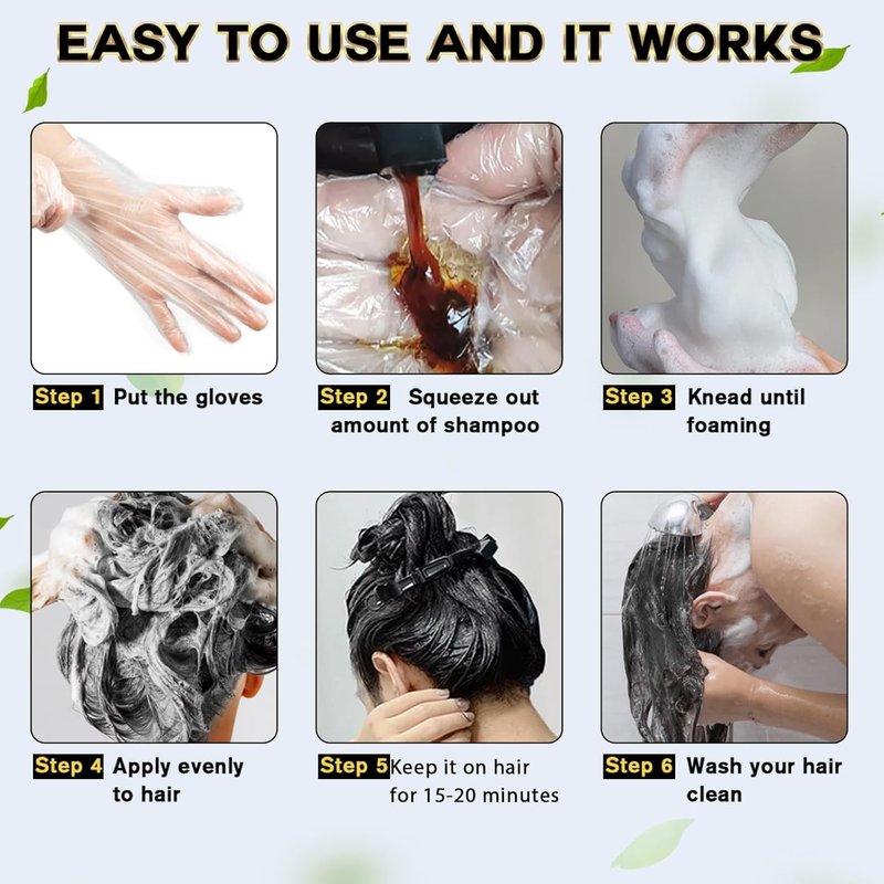 IIIMEIDU Dark Brown Hair Dye Shampoo for Gray Hair, Semi Permanent Hair Color Shampoo for Women Men, Grey Coverage 500ml
