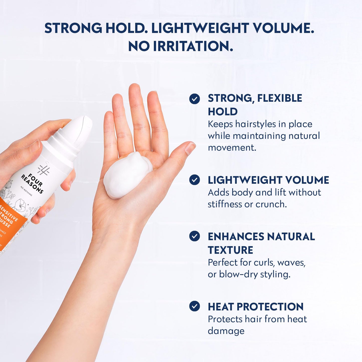 No nothing Very Sensitive Strong Hair Mousse - Volumizing Mousse - Fragrance Free, Hypoallergenic, Paraben Free, Alcohol Free, Unscented - Gluten Free, Soy Free - 6.8 oz