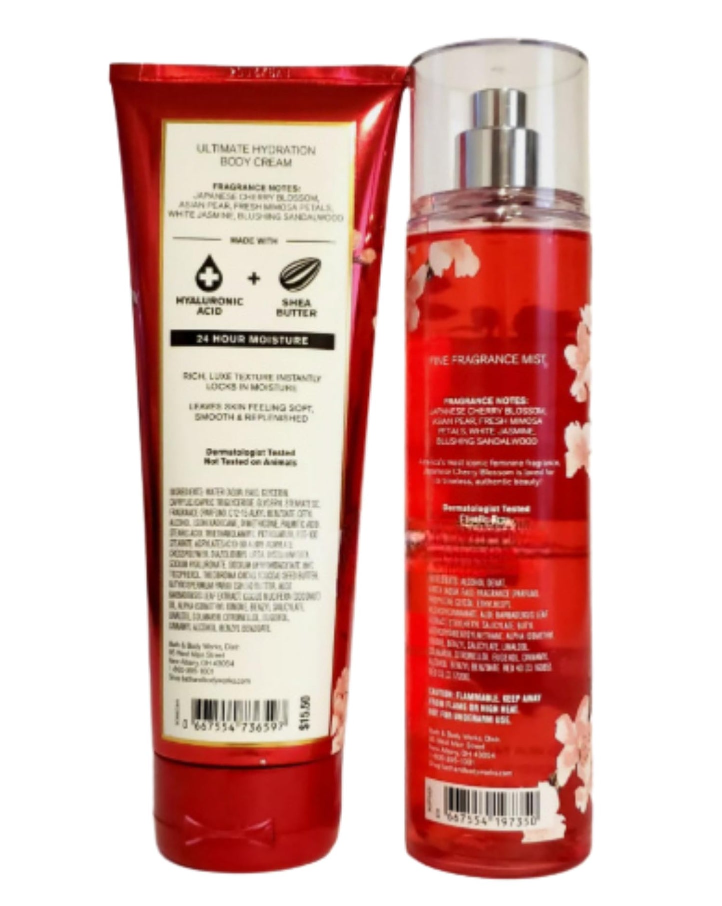 Bath & Body Works Fine Fragrance Mist & Ultra Shea Body Cream Japanese Cherry Blossom 2 Piece Set Full Size 8oz.
