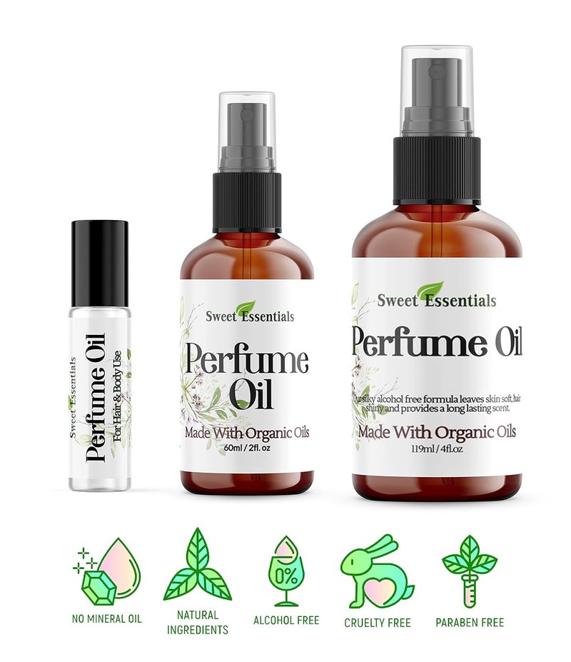Moonlight Perfume Oil - Organic Fragrance Spray for Hair & Body | Alcohol-Free, 0.33 fl oz Roll-On