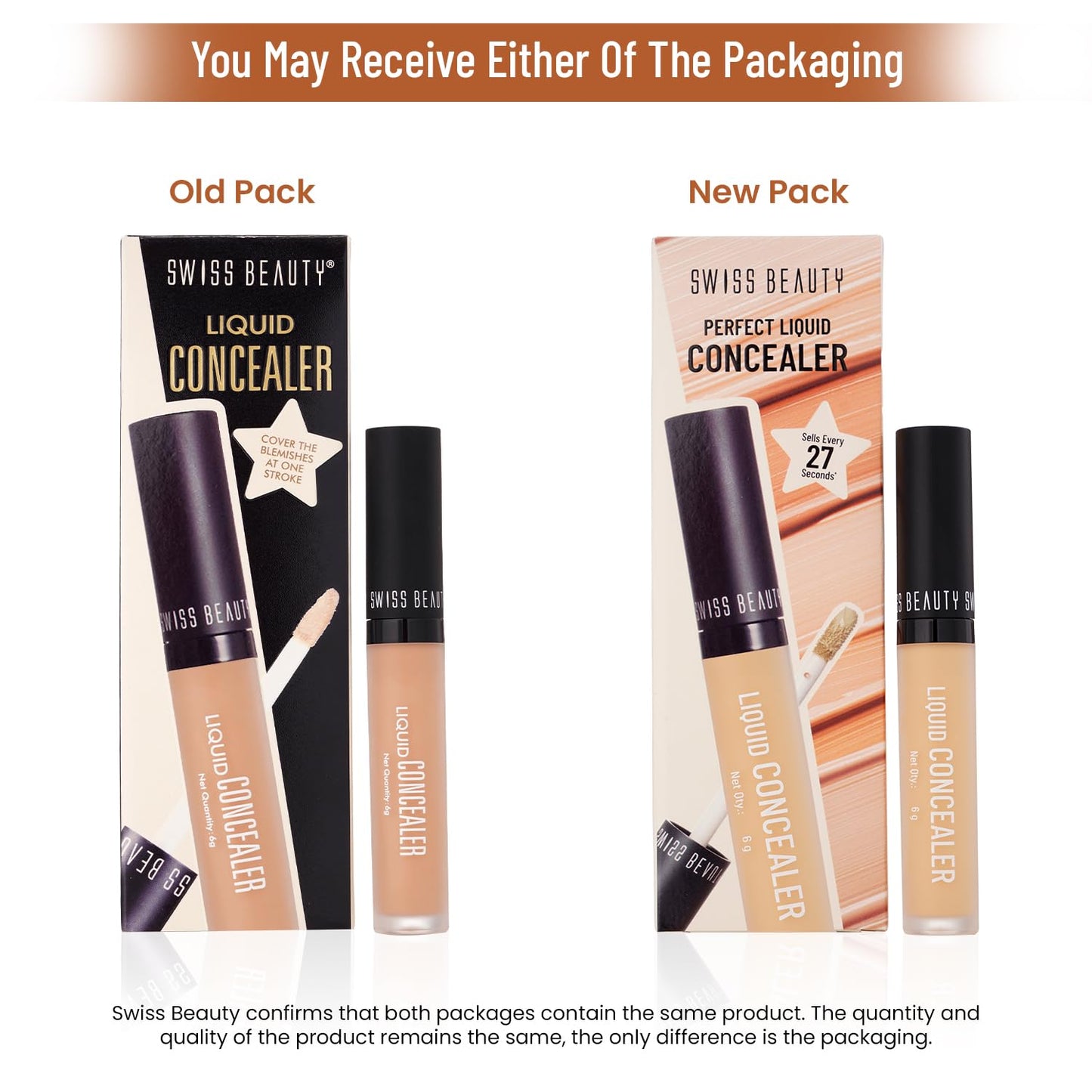 Swiss Beauty Liquid Light Weight Concealer With Full Coverage |Easily Blendable Concealer For Face Makeup With Matte Finish | Shade- Creamy Beige, 6g