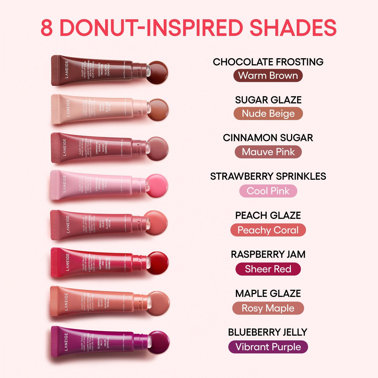 LANEIGE Glaze Craze Tinted Hydrating Lip Serum for Glossy, Nourished Lips with Plumping Polypeptides, Blueberry Jelly