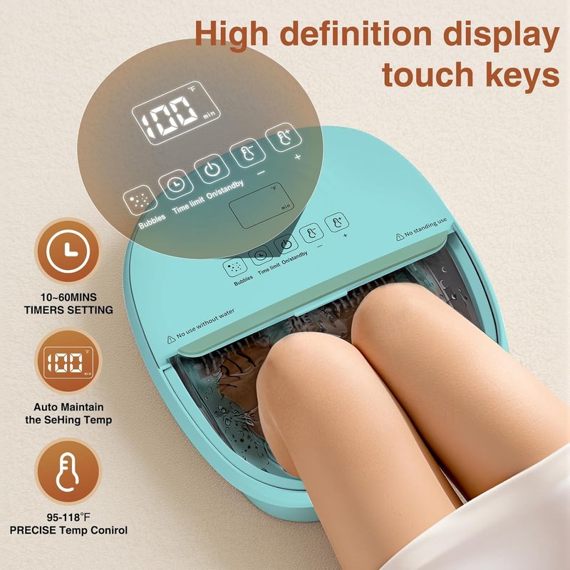 torktak Pedicure Foot Spa with Bubble and Heat,Collapsible Foot Soaking Tub with Remote Control,Pedicure Tools for Feet,Foot Bath Soak Tub Gift for Women/Men,Mom/Dad