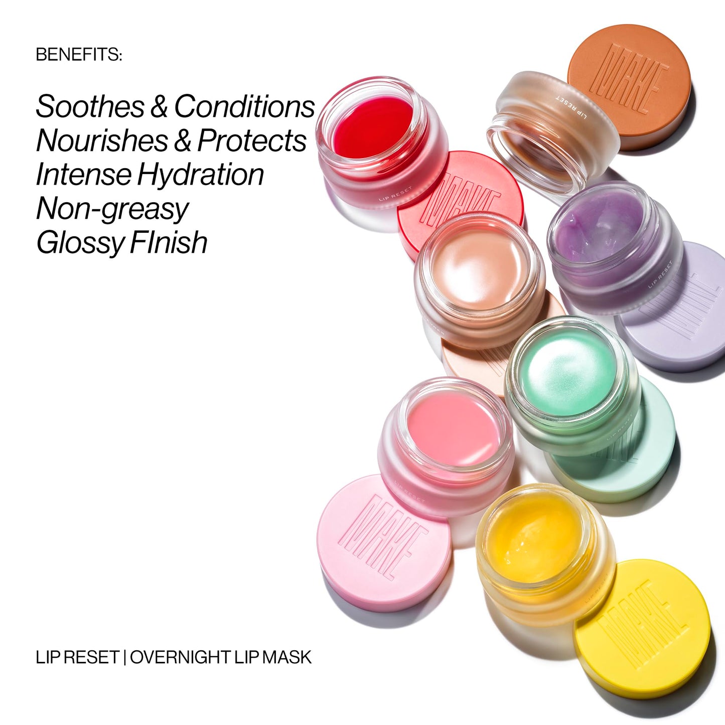 MAKE Beauty Lip Reset Overnight Lip Mask. Nourishing, Hydrating Lip Treatment for Dry, Flaky Lips. Plumps, Softens, and Smooths. Vanilla Veil Flavor