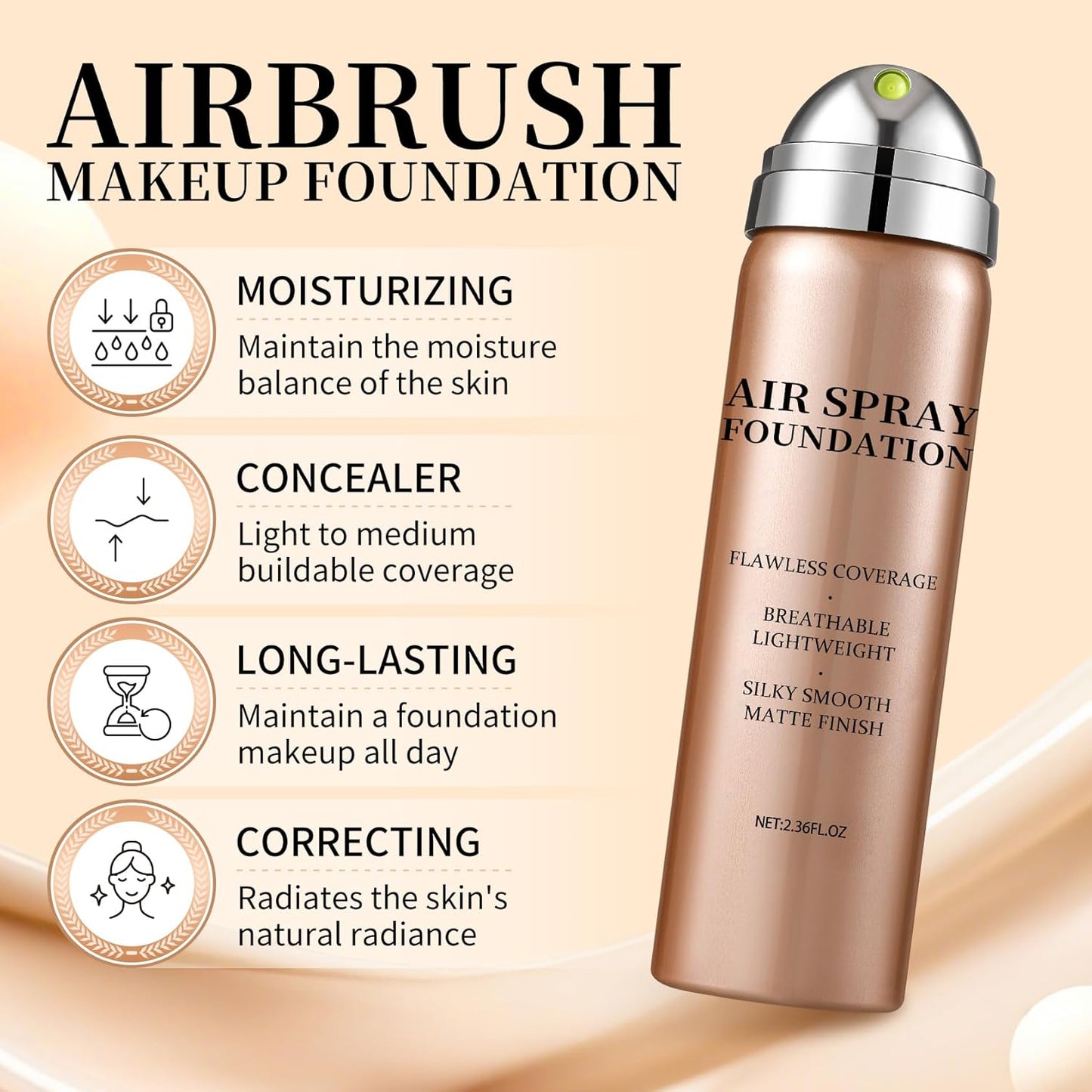 Air Brush Makeup Foundation - Hydrating Setting Spray for Oily Skin | Flawless Matte Coverage (01 Natural)