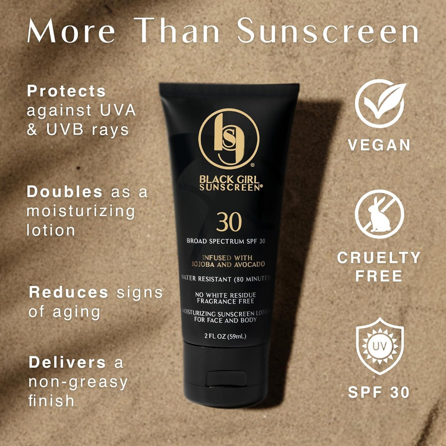 Black Girl Sunscreen SPF 30 for the Face & Body - Moisturizing Sun Protection, SPF 30, Sun Lotion for Women, Ultra Sheer, Travel Size, No White Cast for Melanin Rich Skin - 2 fl oz, 2 Pack