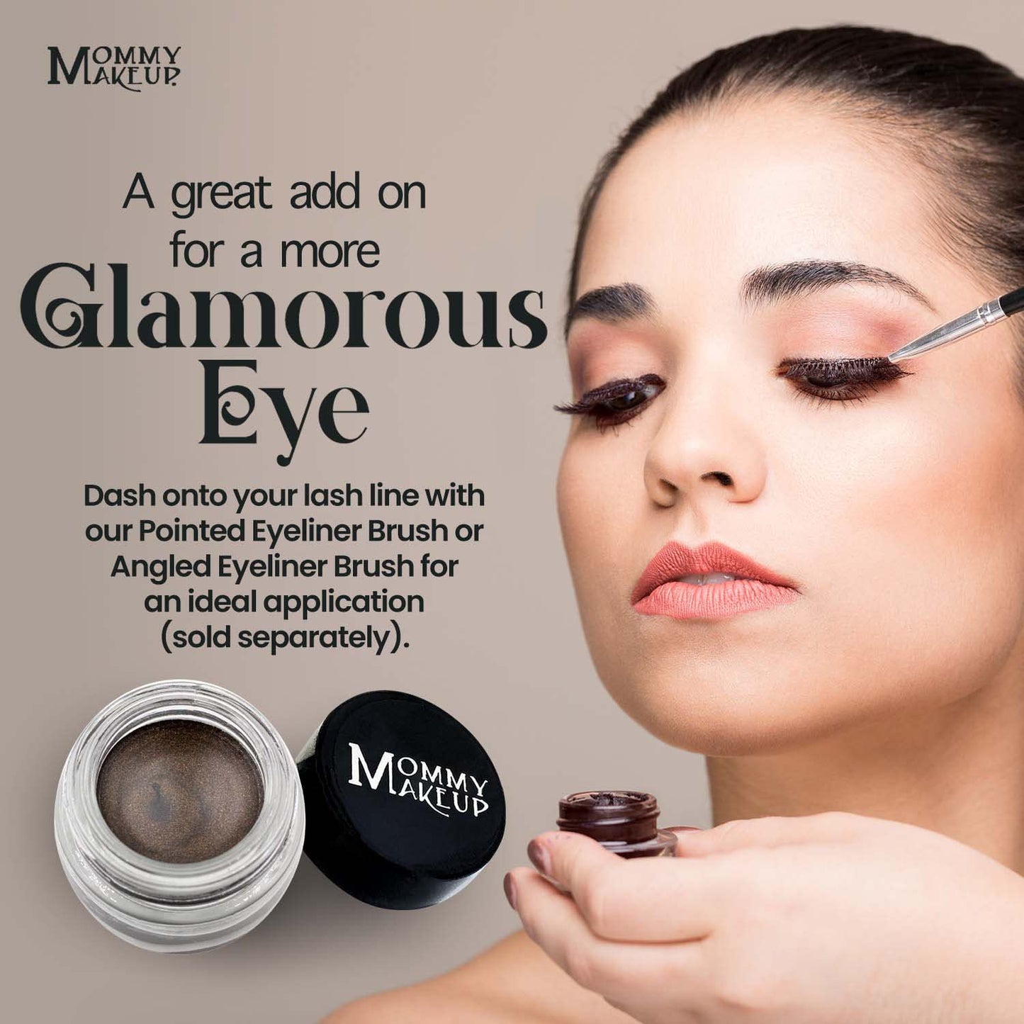 Mommy Makeup [Bundle - Save 20%] Waterproof Stay Put Gel Eyeliner in Mischievous + Pointed Eyeliner Brush