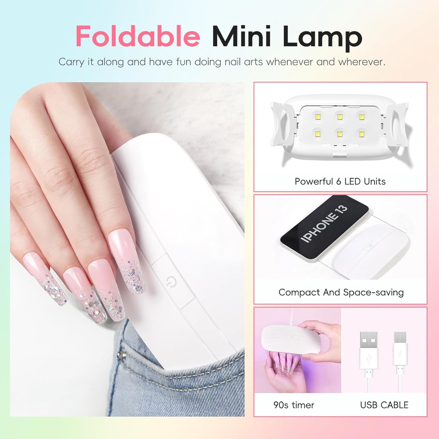 Poly Nail Gel Kit - 50Pcs UV Light Set with 24 Colors, 16ml Poly Extension Gel | DIY Nail Tools for Beginners