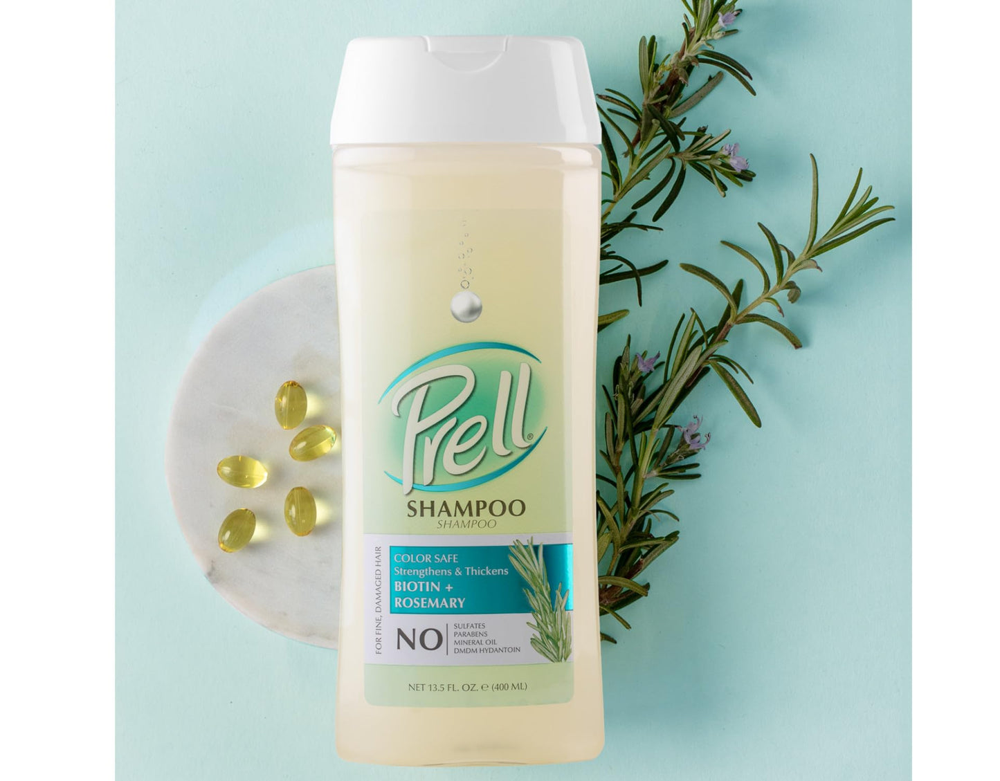 Prell Biotin + Rosemary Strengthens & Thickens Color Safe Shampoo for Fine, Damaged Hair 13.5 fl.oz