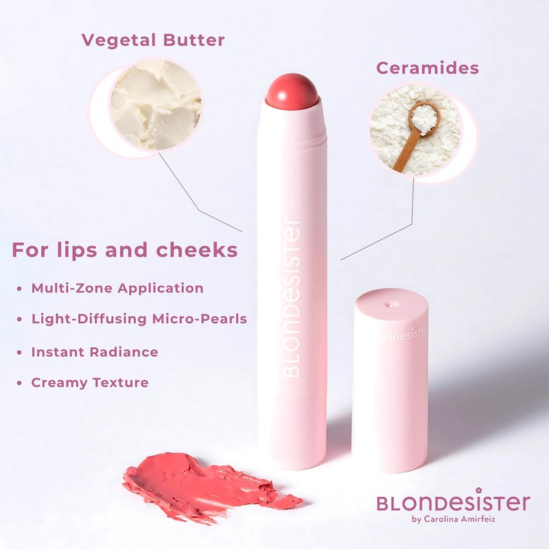 Blondesister 2 in 1 Its Up To You Lip and Cheek - Lipstick for Women and Blush for Cheeks - Multi-Use Creamy Texture - 01 Soft Pink - 0.12 oz.
