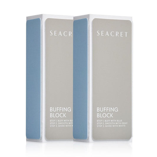 SEACRET Nail Buffer Block - 3-Way Salon Shine for Natural Nails, Smooths Ridges & Buffs to Glossy Finish Without Polish - Korean Made - Manicure & Pedicure, Pack of 2