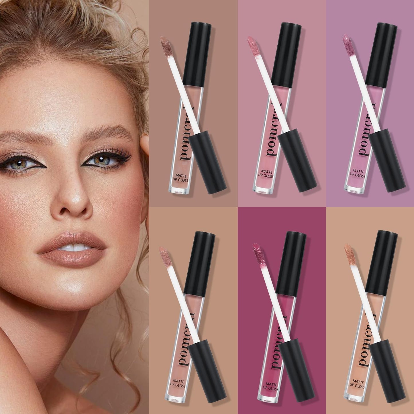 pomcral 6 Color Matte Lip gloss Sets Velvet Lip Glaze Moisturizing Waterproof Nude Lipgloss Tint Long Lasting Lipgloss Liquid Lipstick Kit