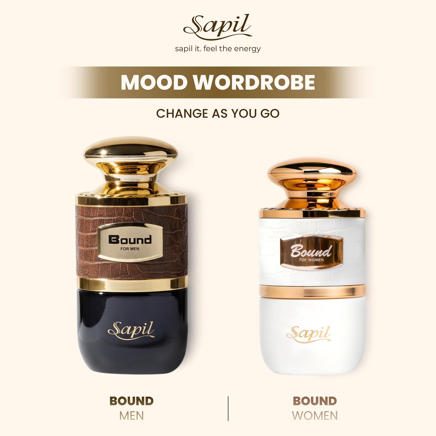 Sapil Bound for Men EDT Long Lasting Perfume – Mandarin, Cardamom & Leather Fragrance Inspired by Confident Emotions, Perfect for Professional Mood, Office to Evening Arabic Perfume 3.4 oz / 100ml