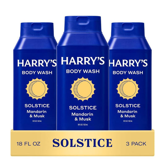 Harry's Men's Body Wash - Solstice Scent - (3 Pack) 18 fl oz - Shower Gel for Men - No Parabens, Sulfates, or Dyes