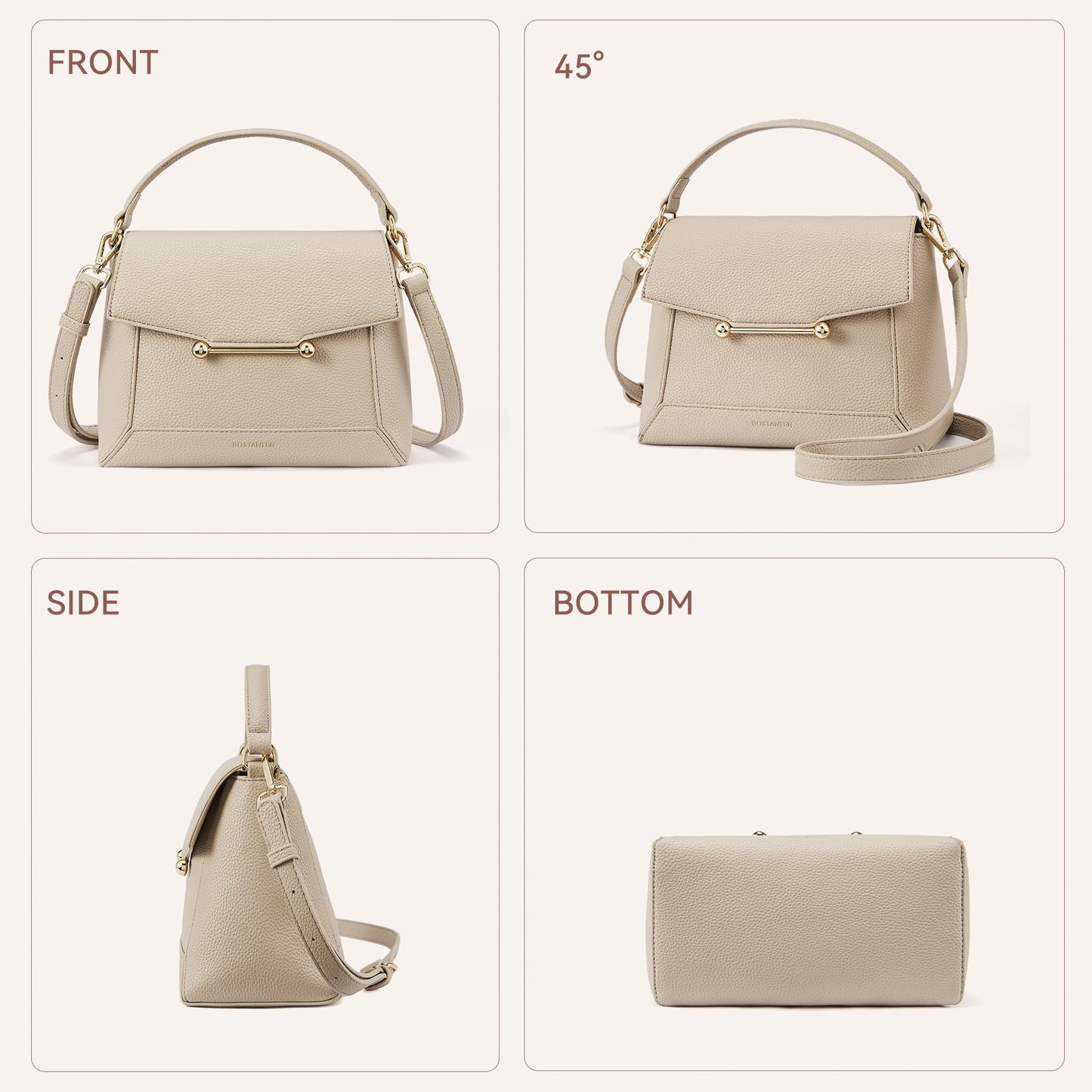 BOSTANTEN Crossbody Bags for Women Vegan Leather Small Purse with Top Handle Shoulder Handbags for Everyday Use