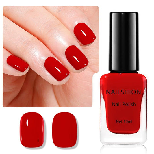 Nailshion Red Nail Polish French Nail Art Regular Nail Polish 9-Toxic Free Vegan Enrich with Castor Oil Fast Air Dry 375 Classic Toe Fingernail Polish Manicure Salon DIY Design at Home