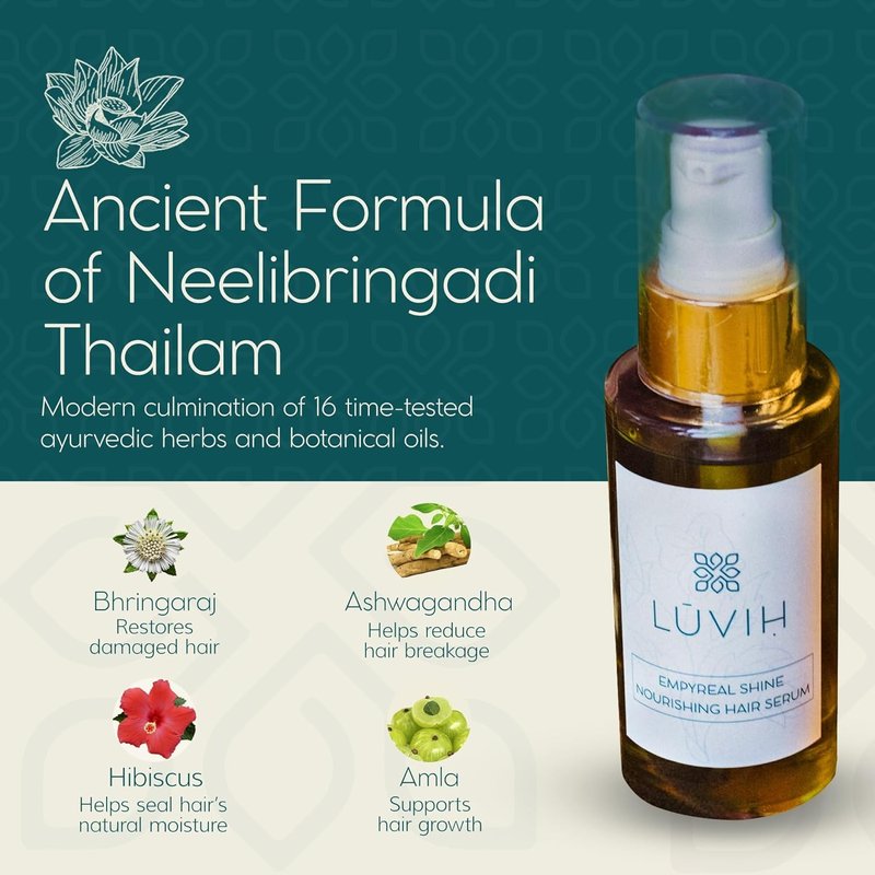 Empyreal Shine Hair Serum - Ayurvedic Growth & Hydration with Ashwagandha, Amla & Rosemary Oils | 50 mL