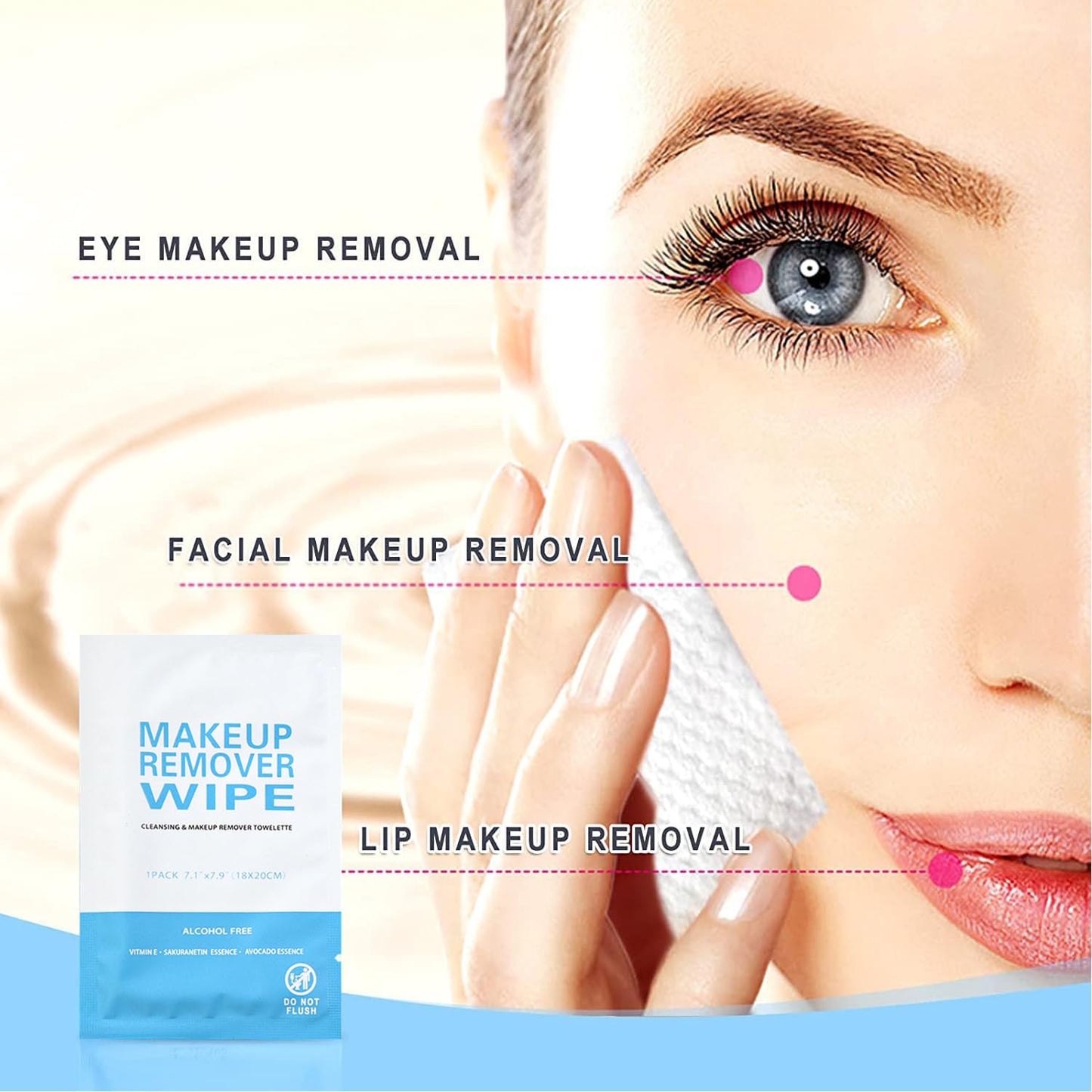Makeup Remover Wet Wipes Individually Wrapped, 200 Pack, Clean Face Quickly, Wet Wipes Bulk for Makeup, Perfect for Travel, Hotel, Large Parties