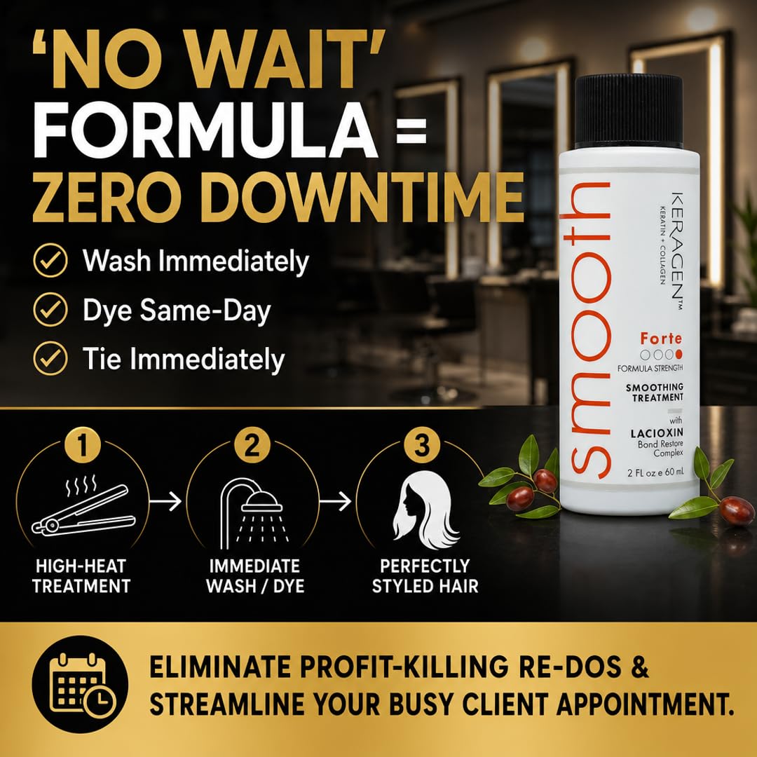 KERAGEN Forte Keratin Smoothing Treatment – Professional Hair Restructuring System for Coarse & Resistant Hair | Formaldehyde Formula, Dimethicone Crosspolymer Seal | Lasts 20+ Washes | 2 oz