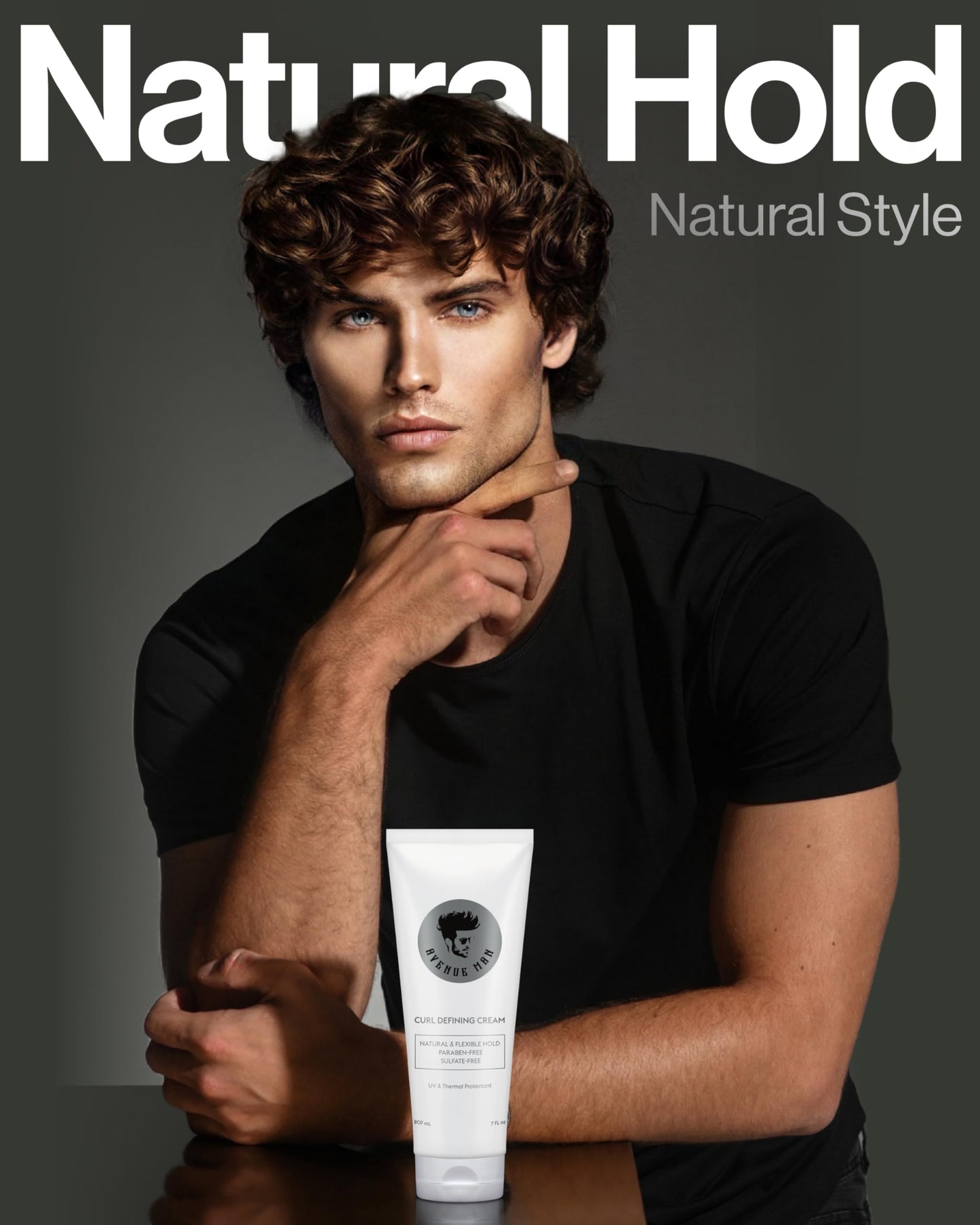 Avenue Man Curl Defining Cream - Improved Formula - Natural & Flexible Hold with Herbal Extracts for Curly & Wavy Hairs - Paraben Free & Sulfate Free