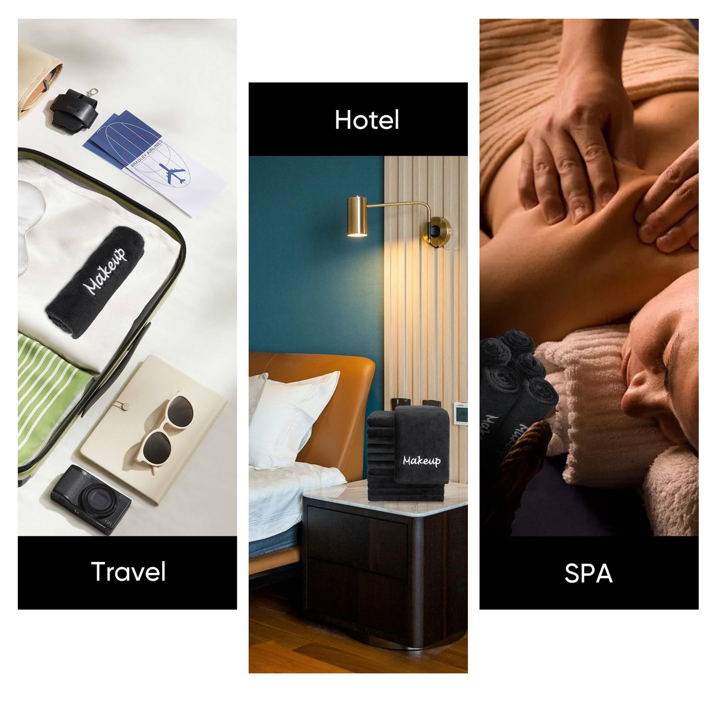 UNIMADE Makeup Remover Cloth, 48 Pack Black Facial Wash Cloths, Soft Coral Fleece Microfiber Towel for Face, Hand, and Bathroom(13" x 13")