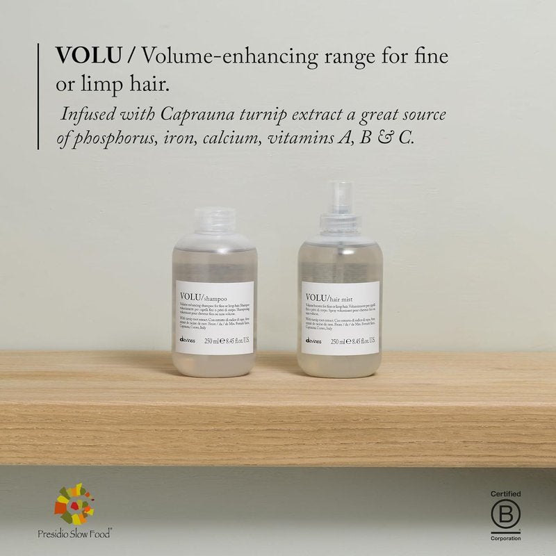 Davines VOLU Shampoo - Volumizing Shampoo for Fine, Thin Hair | Gentle Daily Use