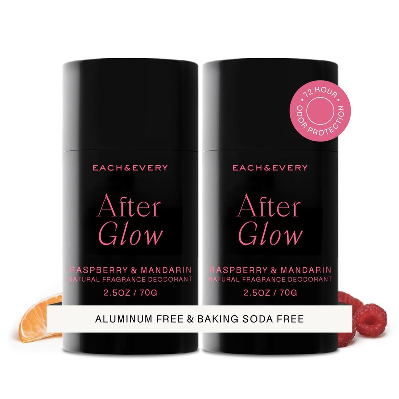 Each & Every Aluminum Free Deodorant for Women & Men – Natural Fragrance 72-Hr Odor Protection, Non-Toxic Sensitive Skin Deodorant, EWG Verified Baking Soda Free - Raspberry & Mandarin 2 Pack, 2.5oz