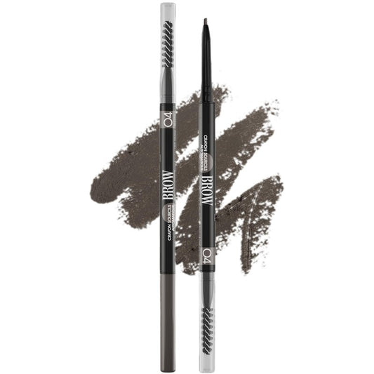 Vivienne Sabó Brow Arcade Eyebrow Pencil – Fine Tip Pen with Spoolie Brush, Smudge-Proof Color for Cool-Toned Hair, Longwear Definition for Sparse Arches, Shade 04 Dark Grey, 0.035 oz